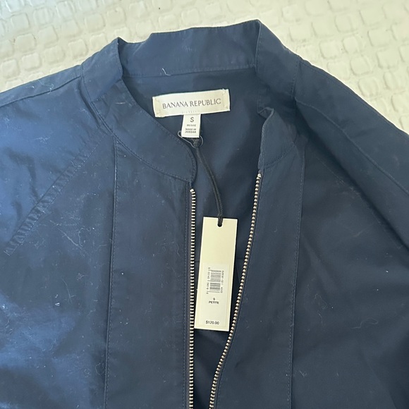 Banana Republic Navy Zip-Up poplin shirt - Picture 2 of 8